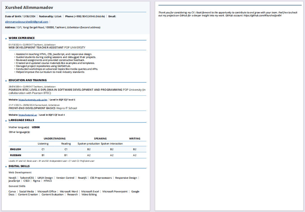 Xurshed CV